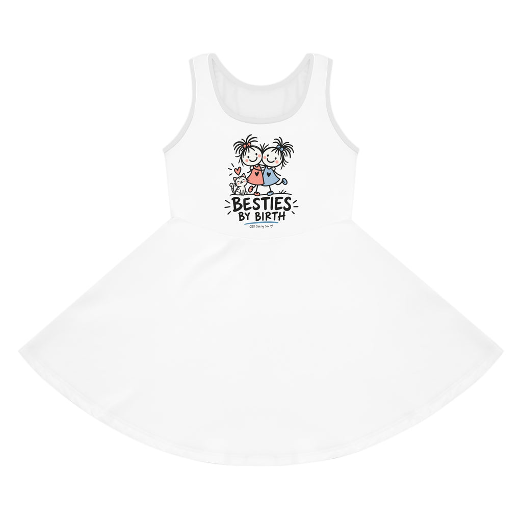 Girls Sundress "Besties by Birth" — Cute Friendship Tank Dress for Kids