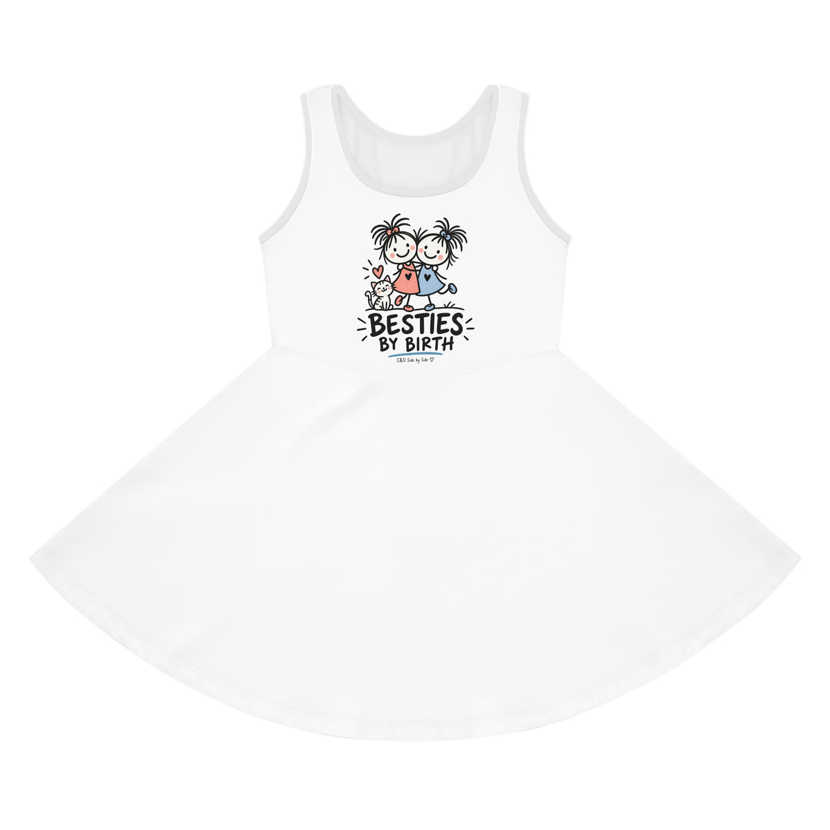 Girls Sundress "Besties by Birth" — Cute Friendship Tank Dress for Kids