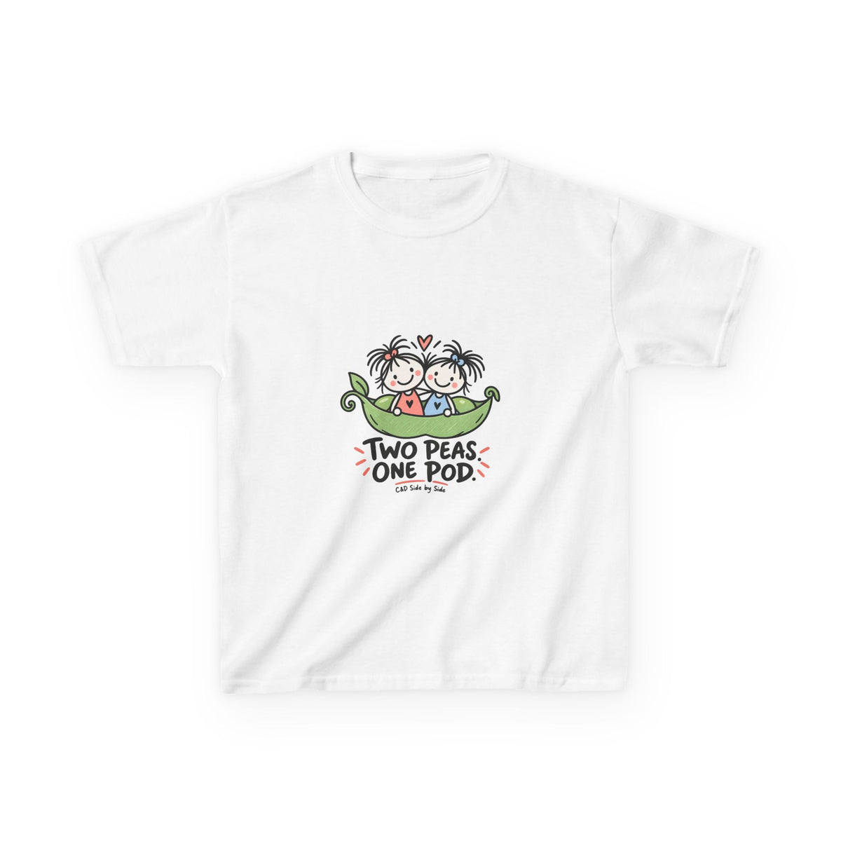 Kids T-Shirt — "Two Peas One Pod" Cute Sibling Peas Graphic Tee