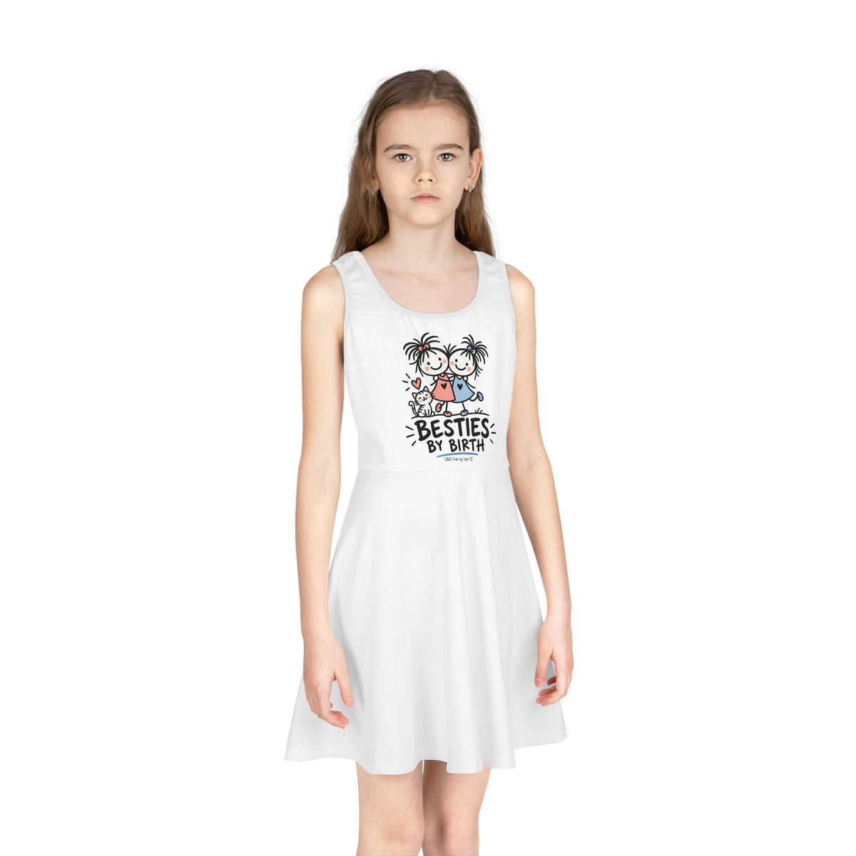 Girls Sundress "Besties by Birth" — Cute Friendship Tank Dress for Kids