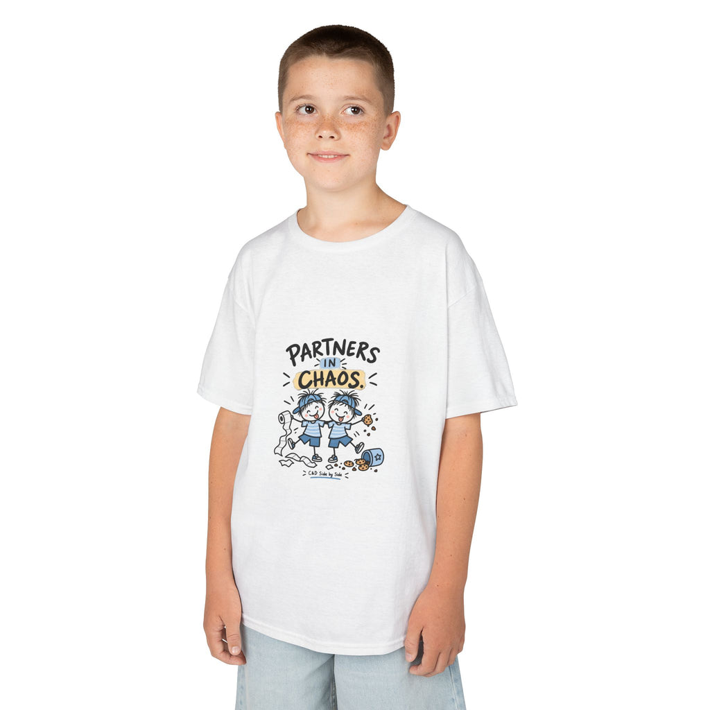 Kids T-Shirt — "Partners in Chaos" Cute Sibling/Best Friend Cartoon Tee