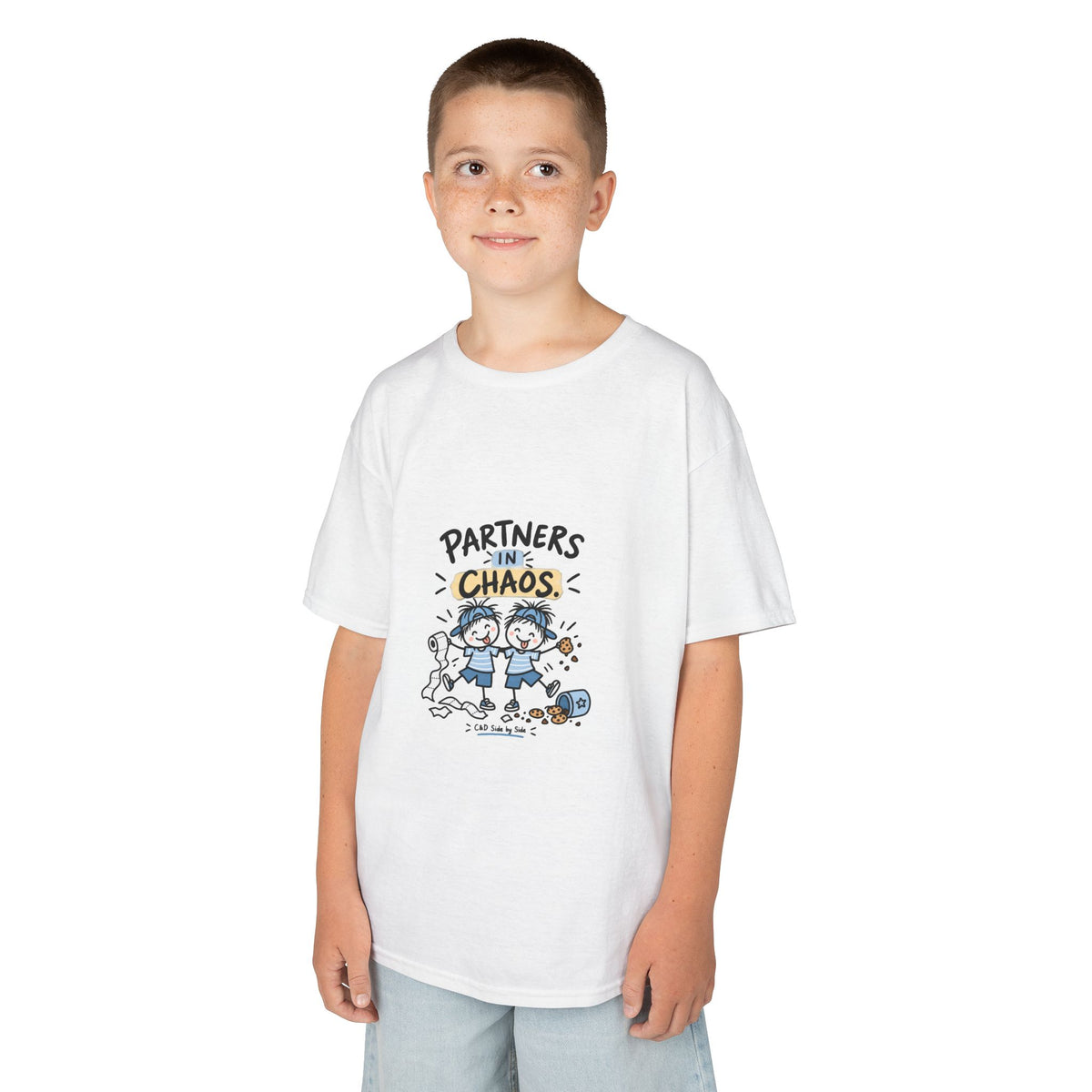 Kids T-Shirt — "Partners in Chaos" Cute Sibling/Best Friend Cartoon Tee