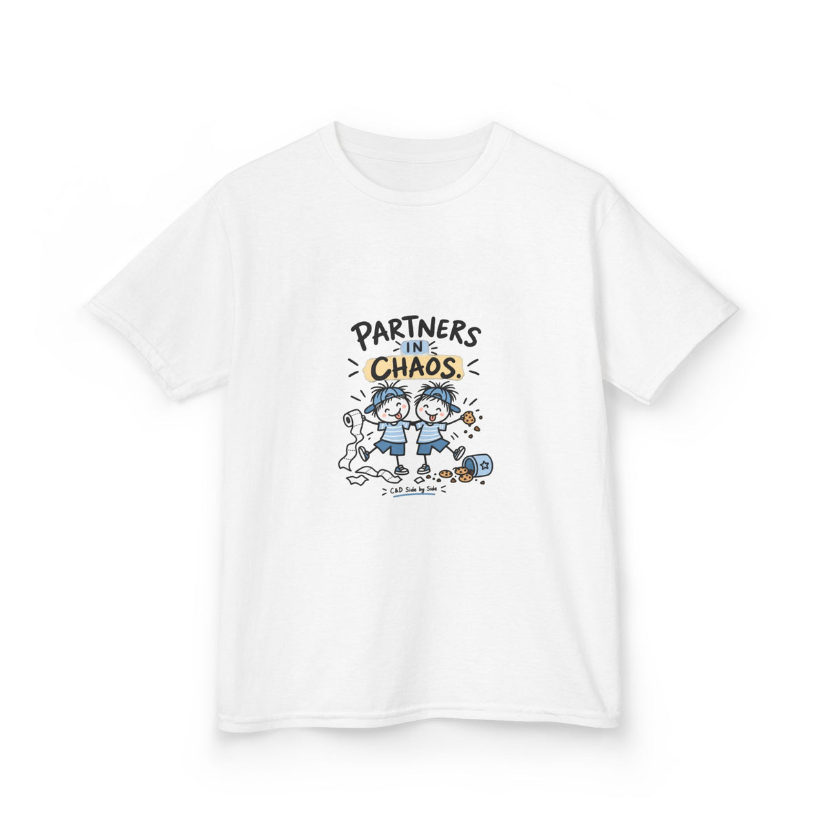 Kids T-Shirt — "Partners in Chaos" Cute Sibling/Best Friend Cartoon Tee